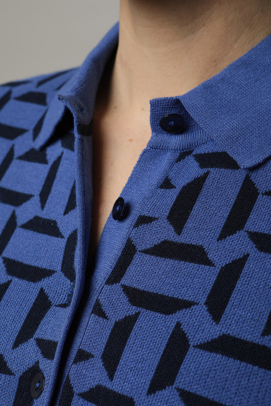 Pullover mit Polokragen und Jacquardmuster