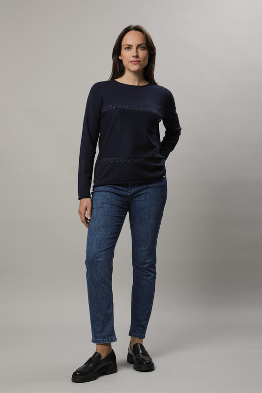 Pullover mit Rundhals und Straßdeko