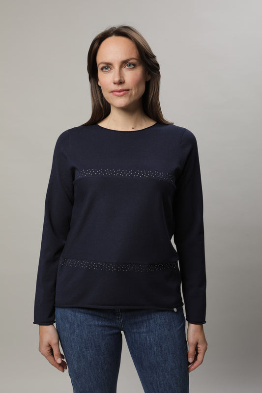 Pullover mit Rundhals und Straßdeko