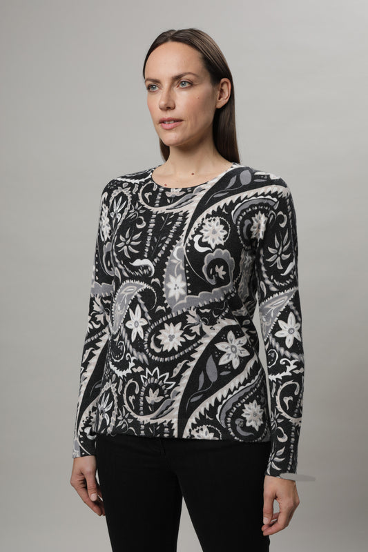 Pullover mit Rundhals und Alloverdruck