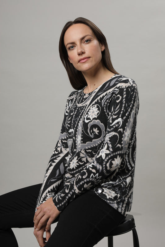 Pullover mit Rundhals und Alloverdruck