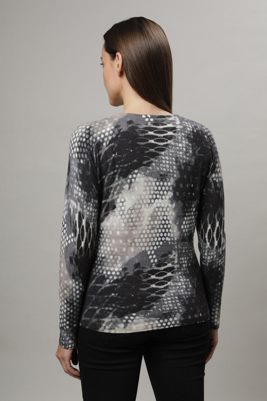 Pullover mit V-Ausschnitt und Alloverdruck