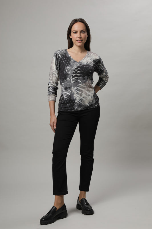 Pullover mit V-Ausschnitt und Alloverdruck