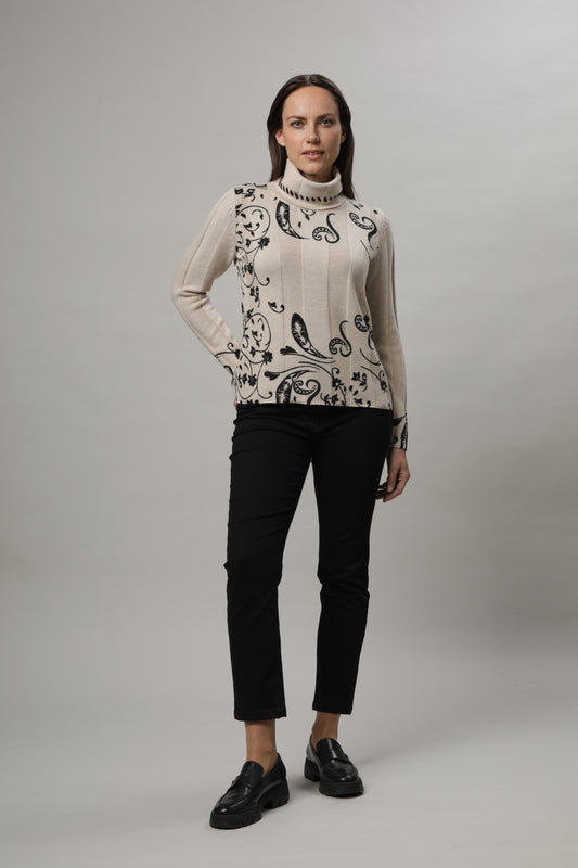 Pullover mit Rollkragen und Alloverdruck