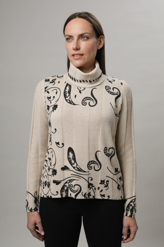 Pullover mit Rollkragen und Alloverdruck