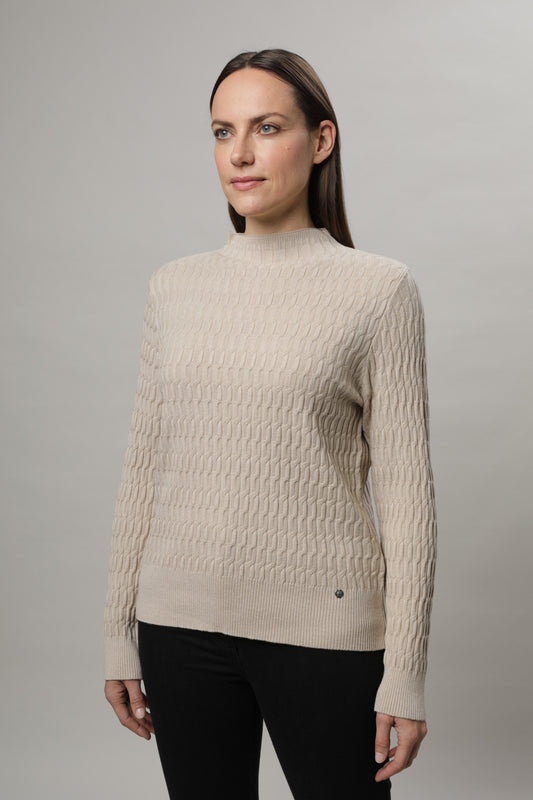 Pullover mit Stehkragen und Strukturmuster
