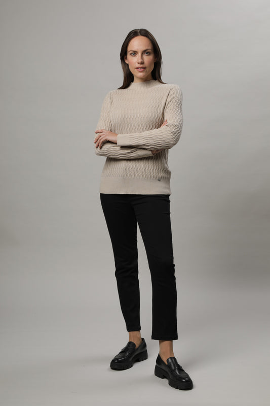 Pullover mit Stehkragen und Strukturmuster