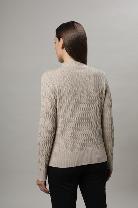 Pullover mit Stehkragen und Strukturmuster