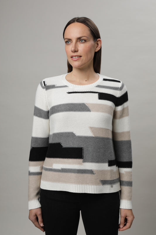 Pullover mit Rundhals und Streifenmuster