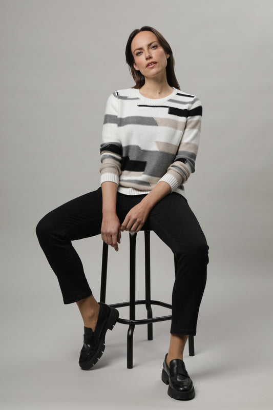 Pullover mit Rundhals und Streifenmuster