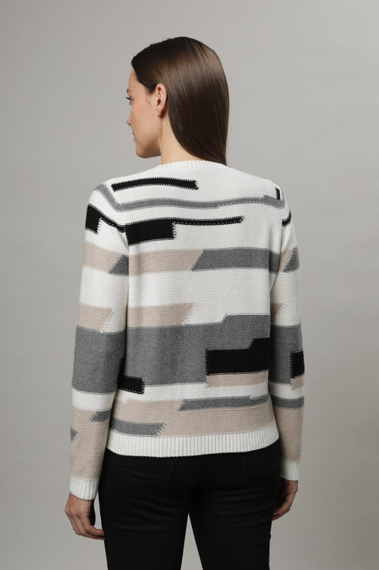 Pullover mit Rundhals und Streifenmuster