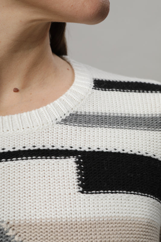 Pullover mit Rundhals und Streifenmuster