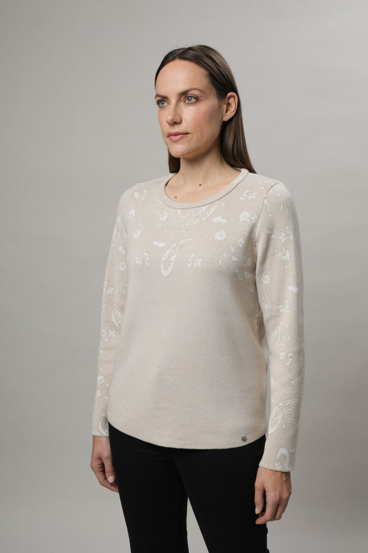 Jaquard-Pullover mit Rundhals