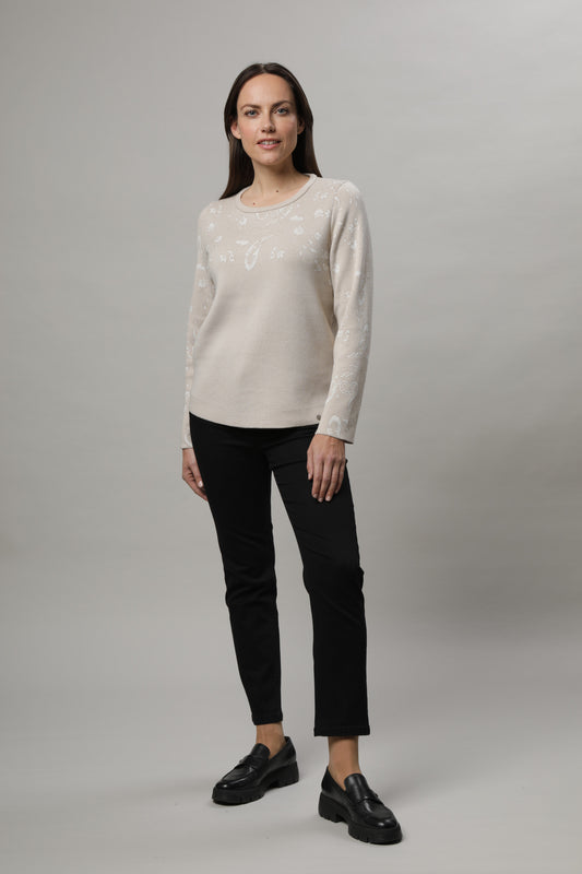 Jaquard-Pullover mit Rundhals