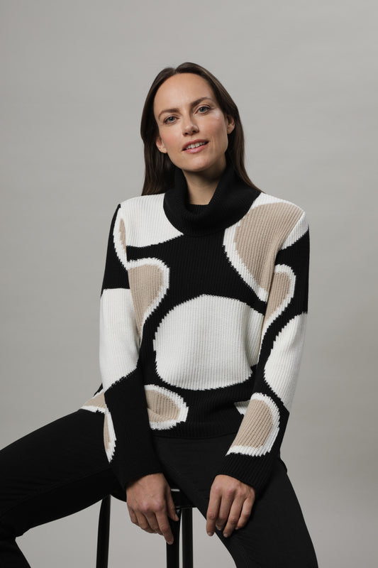 Pullover mit Rollkragen und Intarsienmuster