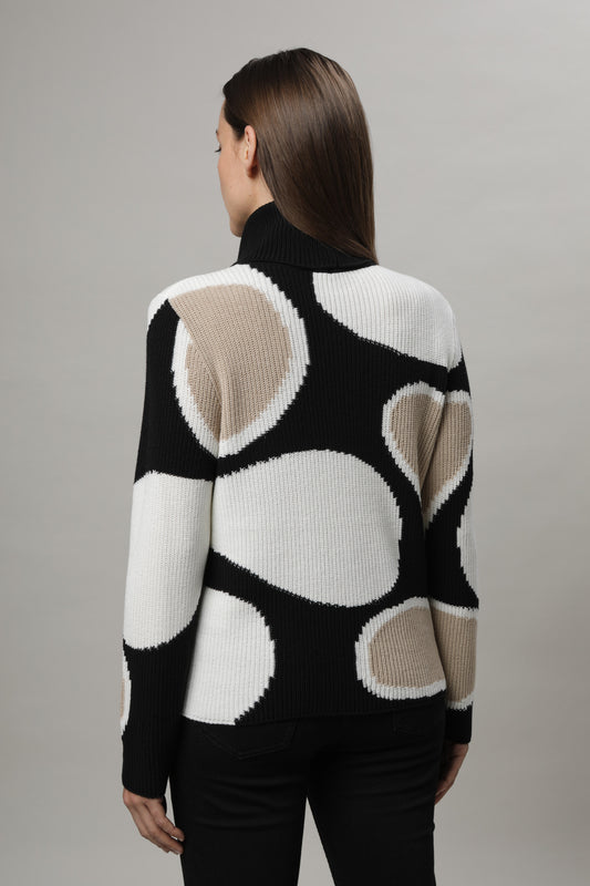 Pullover mit Rollkragen und Intarsienmuster
