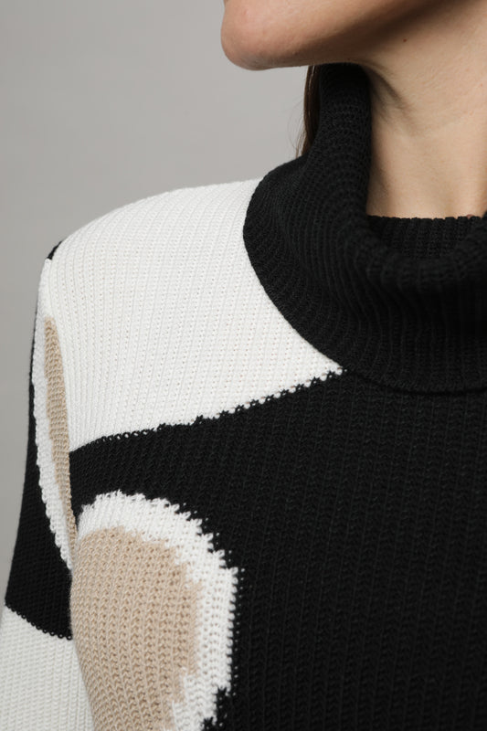 Pullover mit Rollkragen und Intarsienmuster