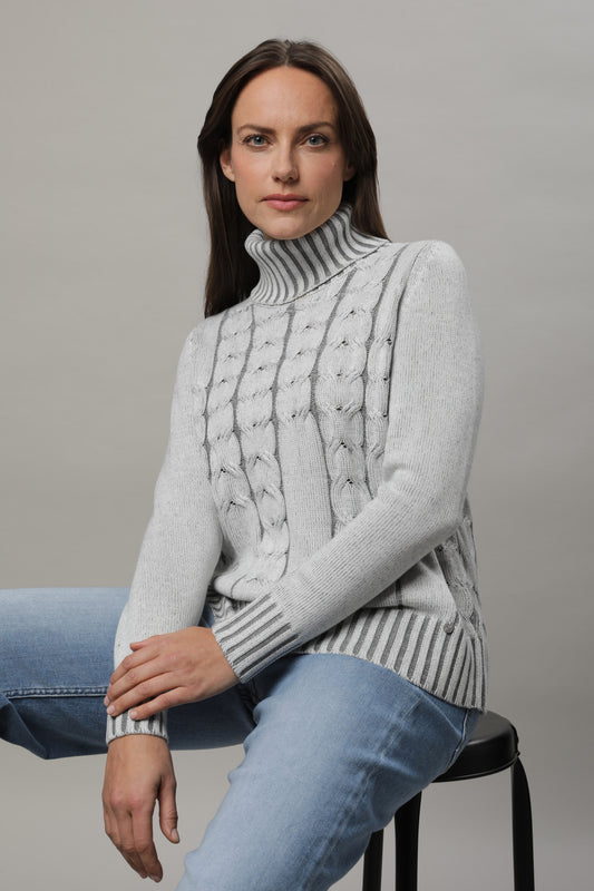 Pullover mit Rollkragen und Strukturmuster