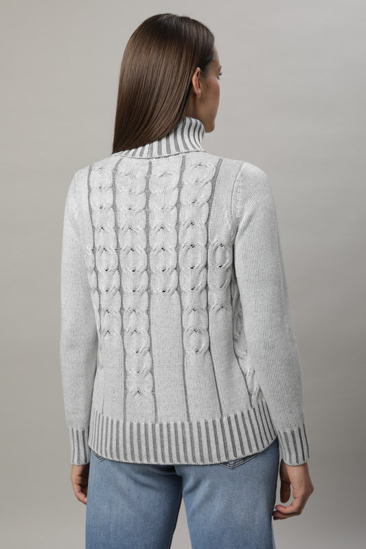 Pullover mit Rollkragen und Strukturmuster