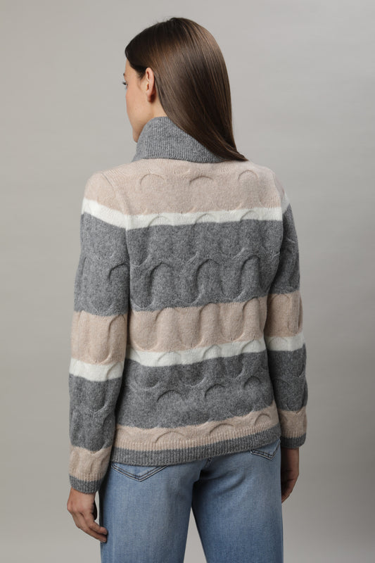 Pullover mit Umlegekragen und Strukturmuster
