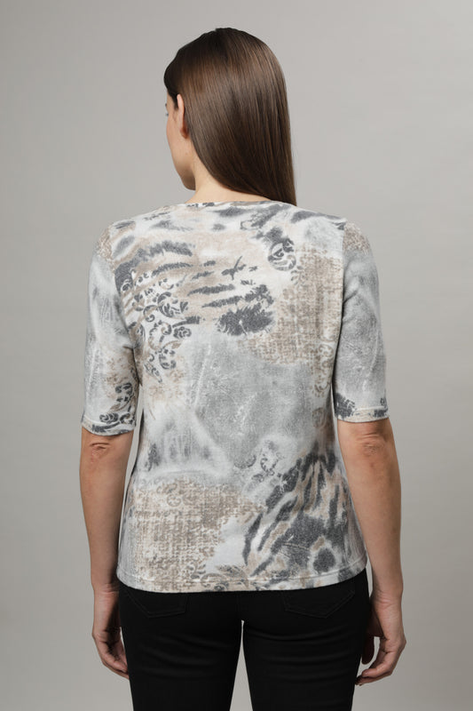 Pullover mit Rundhals und Alloverdruck