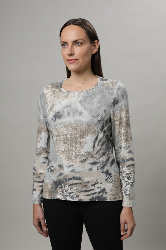 Pullover mit Rundhals und Alloverdruck