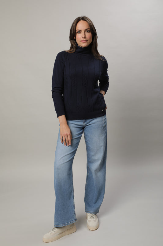 Pullover mit Rollkragen und Strukturmuster