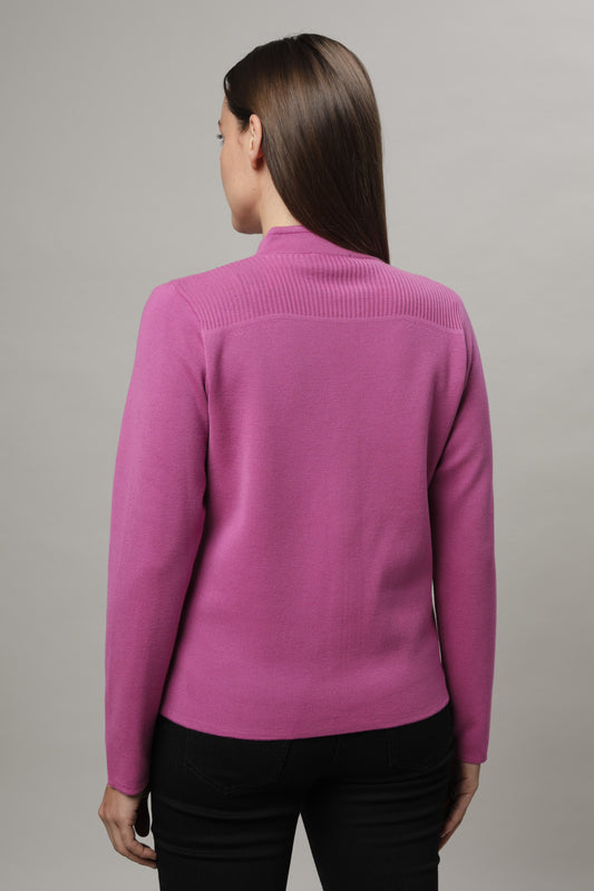 Strickjacke mit Stehkragen und Reißverschluss