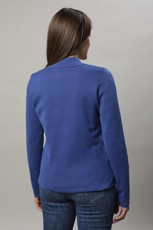 Strickjacke mit Umlegekragen und Milanostrick