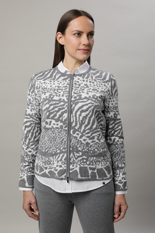 Strickjacke mit Rundhals und Jacquardmuster