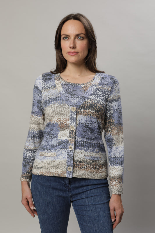 Strickjacke mit V-Ausschnitt und Knöpfen