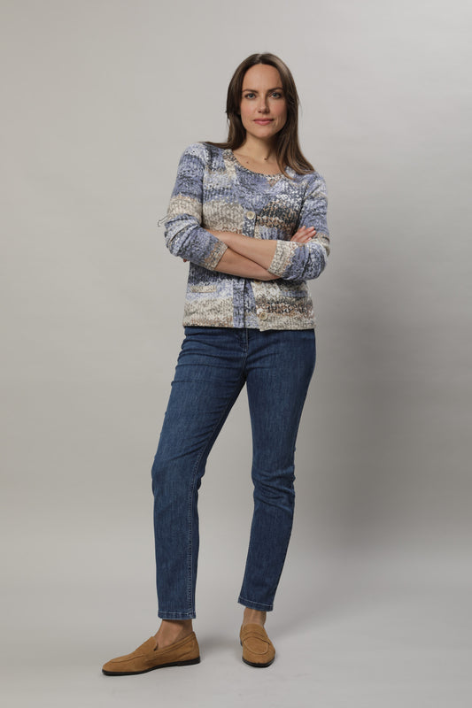 Strickjacke mit V-Ausschnitt und Knöpfen