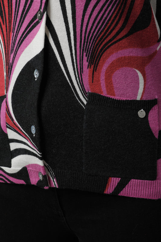 Strickjacke mit Rundhals und Alloverdruck