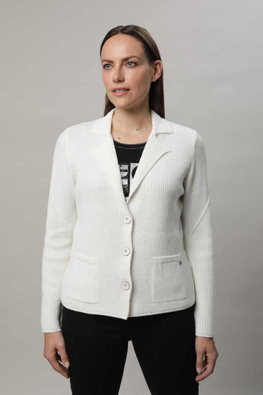 Strickjacke mit Reverskragen und Knöpfen und Strukturmuster
