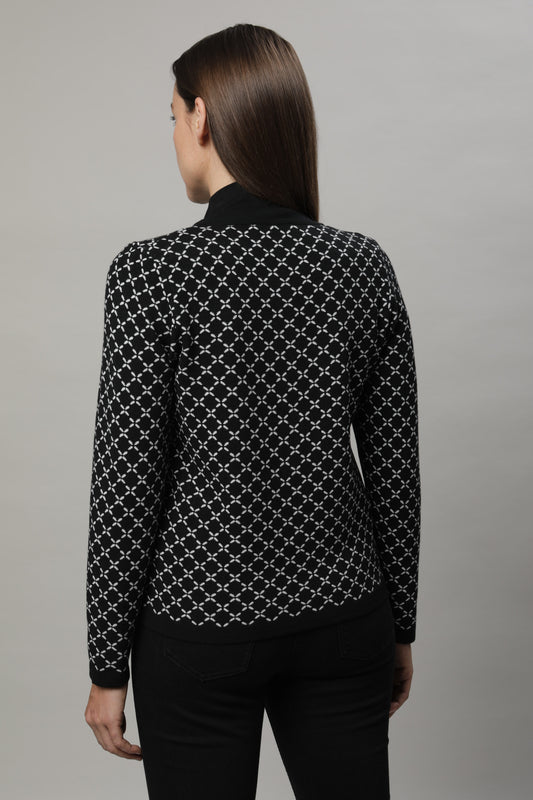 Strickjacke mit Rundhals und Jacquardmuster