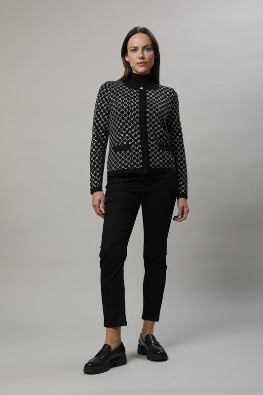 Strickjacke mit Rundhals und Jacquardmuster