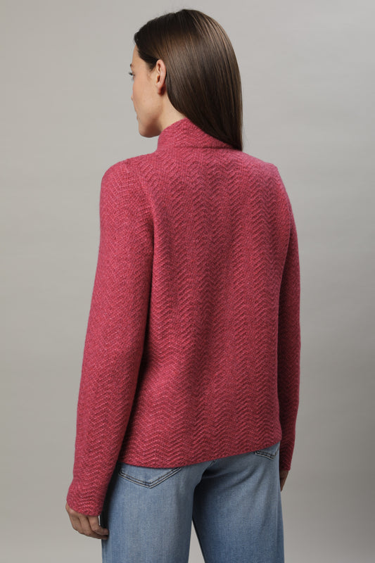 Strickjacke mit Stehkragen und Knöpfen und Strukturmuster