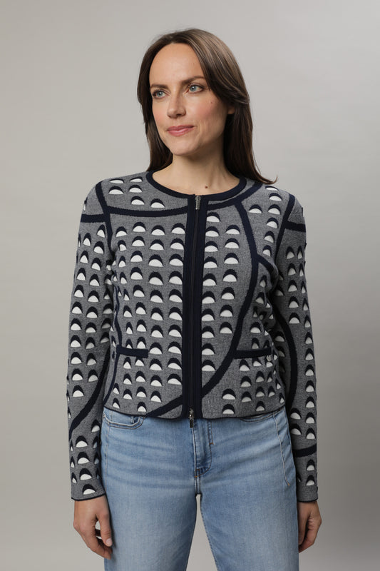 Strickjacke mit Rundhals und Jacquardmuster