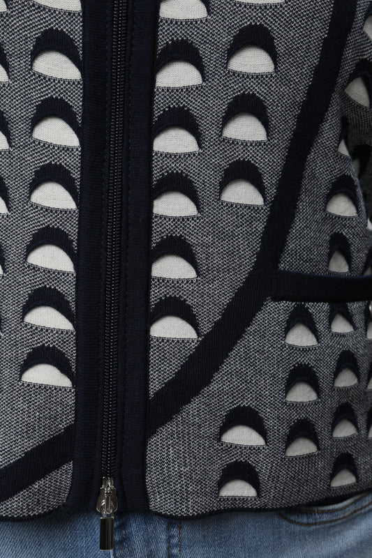 Strickjacke mit Rundhals und Jacquardmuster