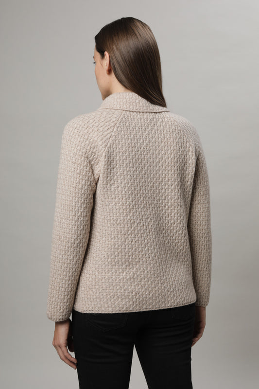 Strickjacke mit Umlegekragen und Strukturmuster