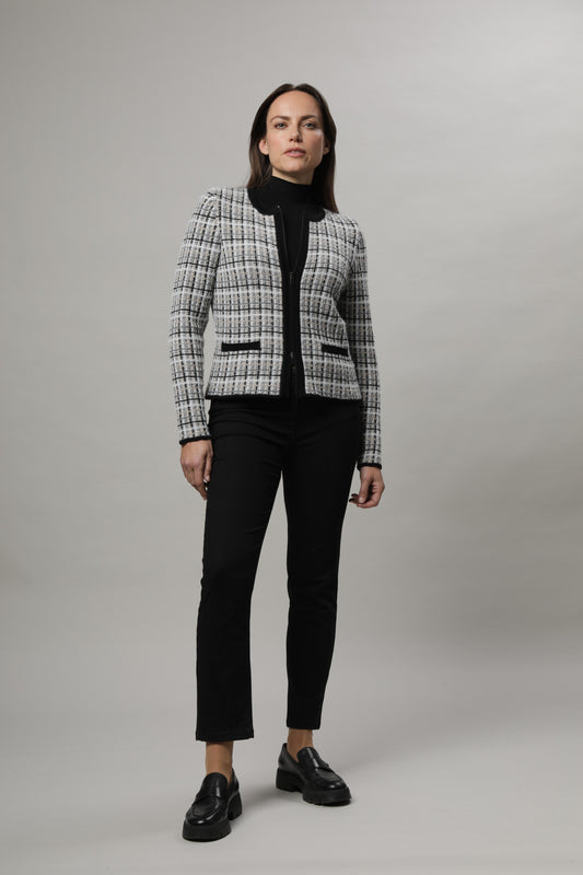 Jacke mit Rundhals und Reißverschluss und Strukturmuster