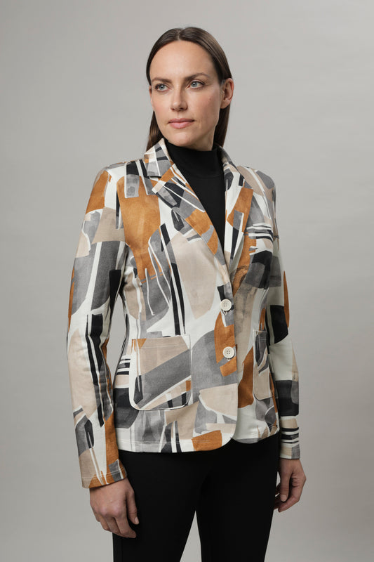Jersey-Jacke mit Reverskragen und Alloverdruck