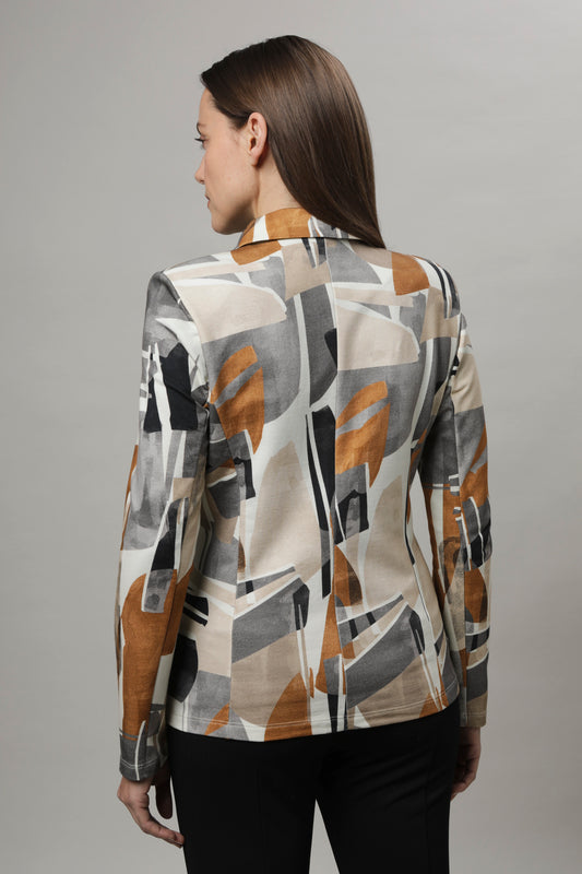 Jersey-Jacke mit Reverskragen und Alloverdruck