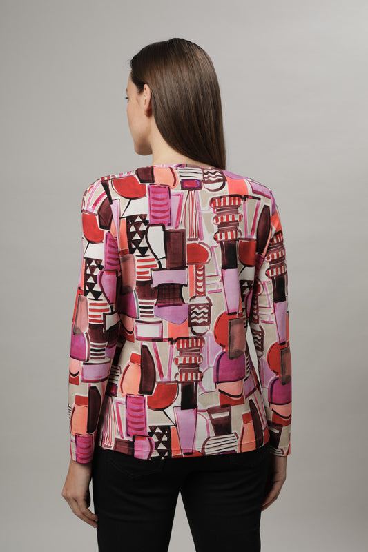 Langarmshirt mit Rundhals und Alloverdruck