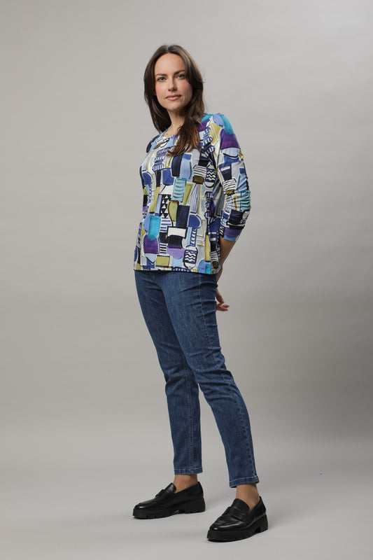Langarmshirt mit Rundhals und Alloverdruck