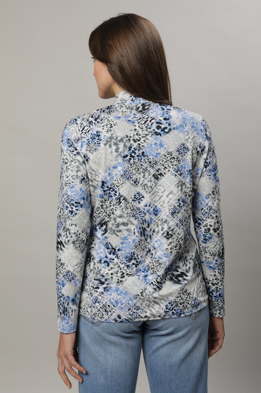 Langarmshirt mit V-Ausschnitt und Alloverdruck