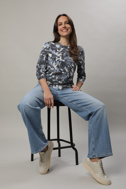 Langarmshirt mit Rundhals und Alloverdruck