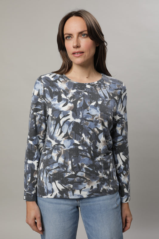 Langarmshirt mit Rundhals und Alloverdruck