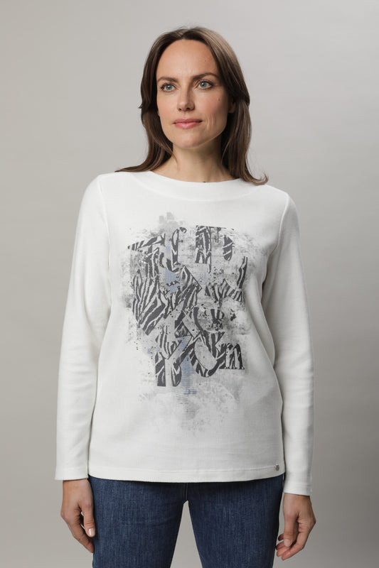 Langarmshirt mit Rundhals und Druck