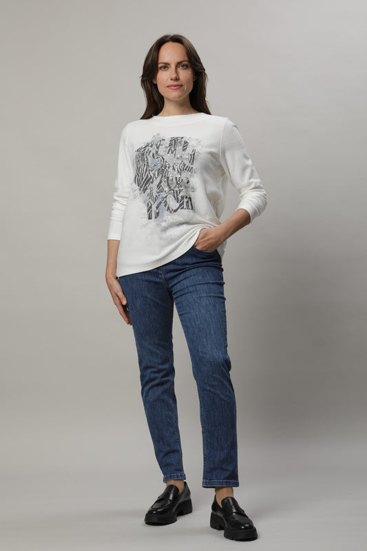 Langarmshirt mit Rundhals und Druck